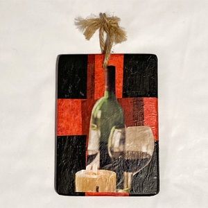 FREE IF BUNDLED Wine/Cheese Decoupage Small Hanging Art Decor EUC